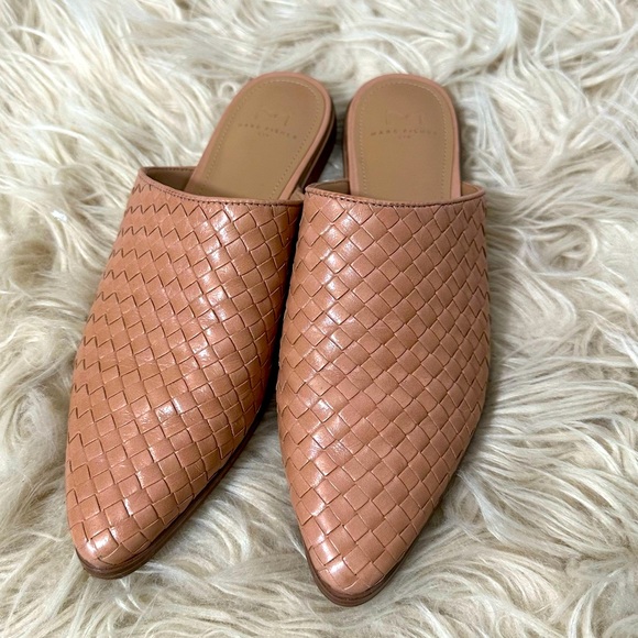 Marc Fisher Shoes - Marc Fisher light tan leather woven mules 7.5